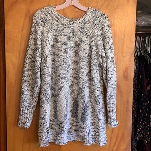 Gray and white shimmer knit sweater